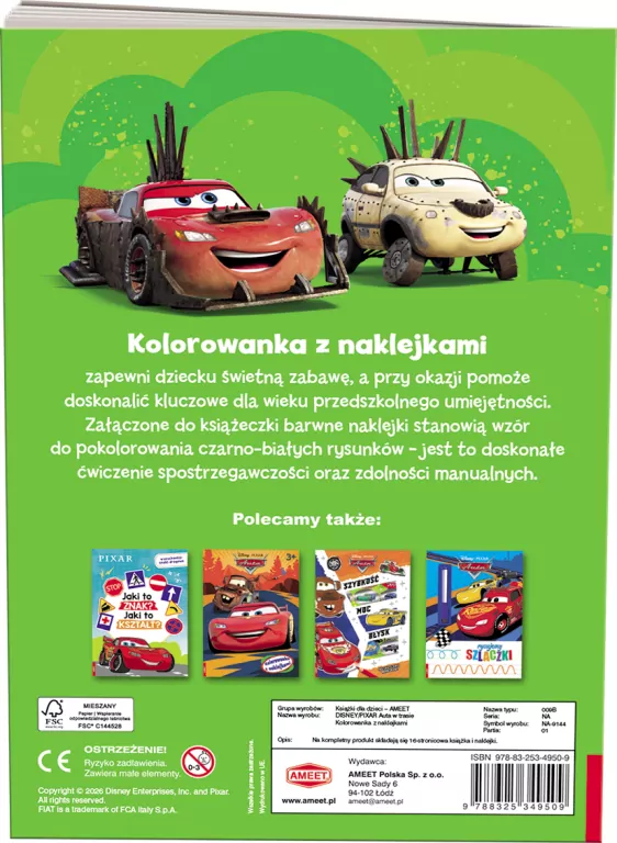 Disney. Auta w trasie. Kolorowanka z naklejkami - tantis.pl