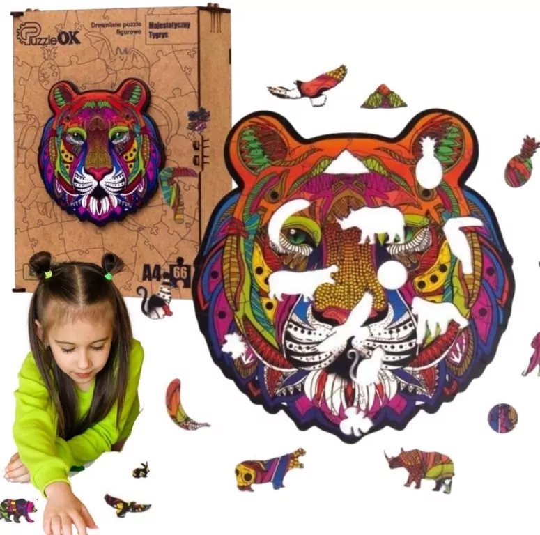 Puzzle drewniane eko 66 Majestatyczny tygrys A4 - tantis.pl