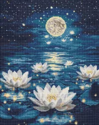 Diamentowa mozaika - Lotos pod poświatą 40x50cm