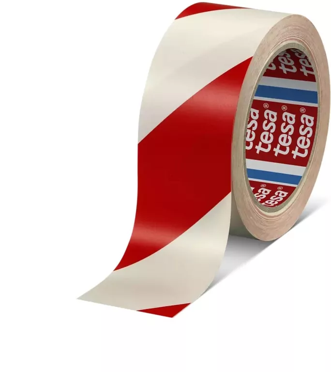 Taśma ostrzegawcza Tesa biało-czerwona 33mx50mm - tantis.pl