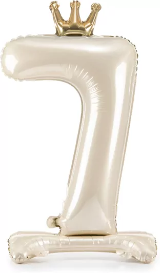 Stojący balon foliowy cyfra 7 84cm jasny krem - tantis.pl