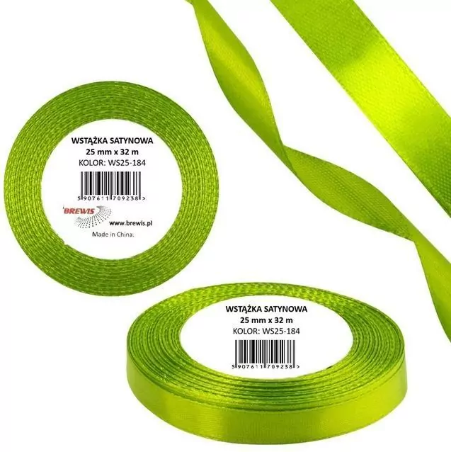 Wstążka satynowa 25mm/32m zieleń wiosenna - tantis.pl