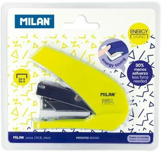 Zszywacz 9cm Energy Saving żółty MILAN - tantis.pl