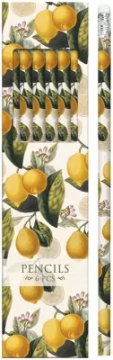 Ołówki ozdobne, cytryny.  Zestaw 6 sztuk