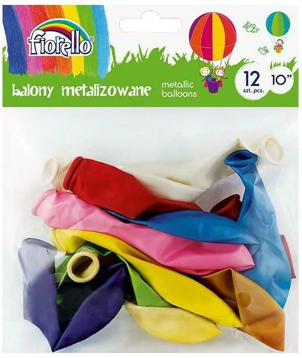 Balony Metal 10'' mix 12 sztuk FIORELLO - tantis.pl