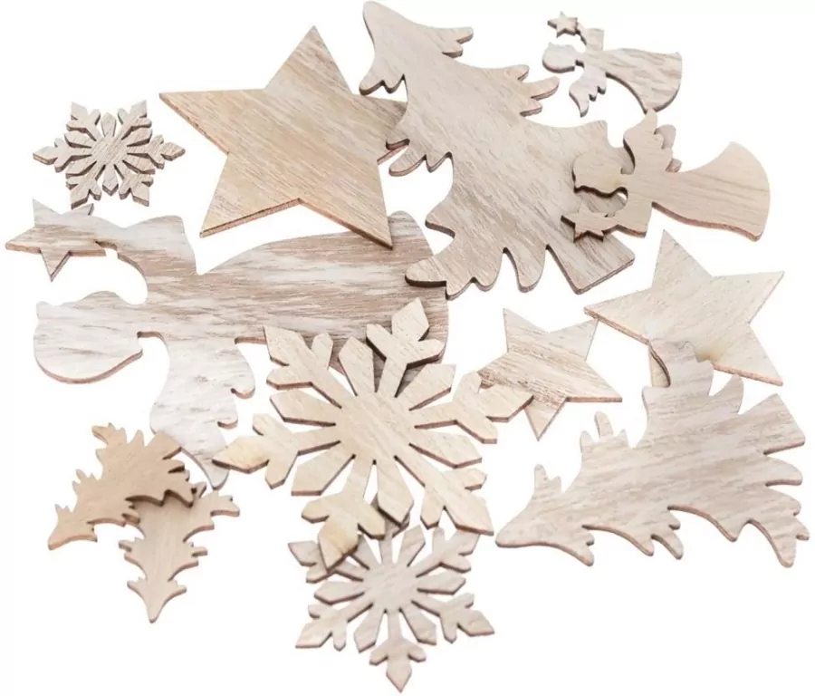 Drewniane motywy świąteczne bielone - tantis.pl