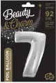 Balon foliowy cyfra 7 Beauty&Charm srebrna 92cm - tantis.pl