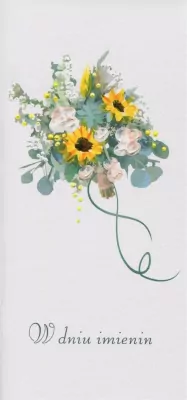 Karnet. W dniu imienin. Bukiet słoneczników