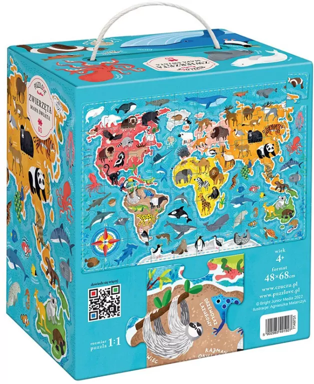 CzuCzu. Puzzlove. Zwierzęta Mapa Świata 60 - tantis.pl