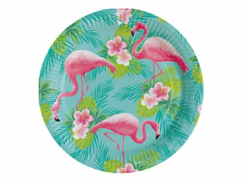 Talerze owalne papierowe flamingi 23cm - tantis.pl
