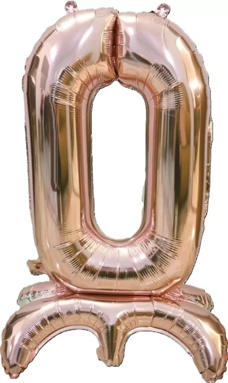 Balon foliowy stojący 0 rose gold 81cm - tantis.pl