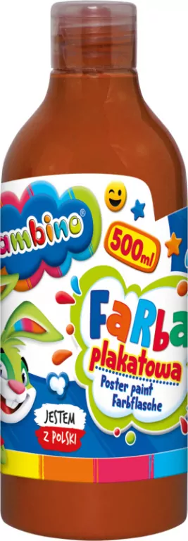 Farba plakatowa w butelce 500 ml brązowa bambino - tantis.pl