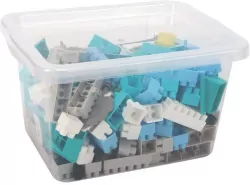 Klocki w pojemniku pastelowe, 200 elementów