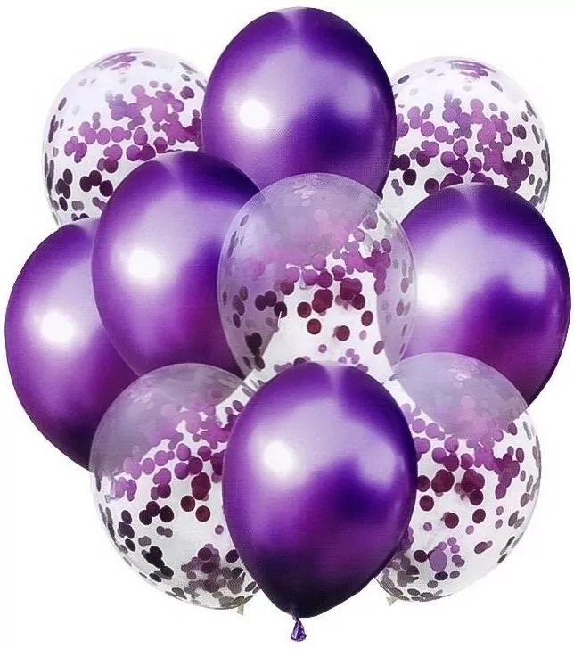 Zestaw balonów fiolet z konfetti 33cm - tantis.pl