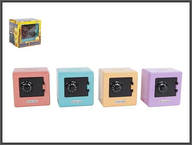 Skarbonka Sejf 9x9cm 4 kolory 570407 mix cena za 1 szt - tantis.pl