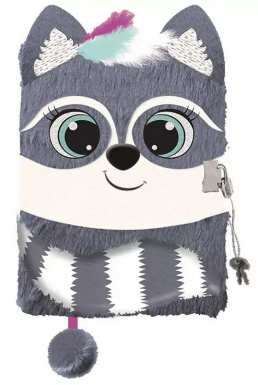 Pamiętnik z kłódką 3D włochacz RACOON A5, 96 kartek - tantis.pl