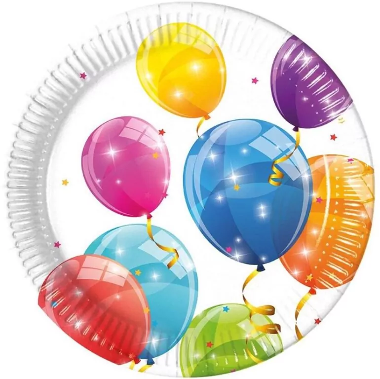 Talerzyki papierowe Sparkling Balloons 23cm - tantis.pl