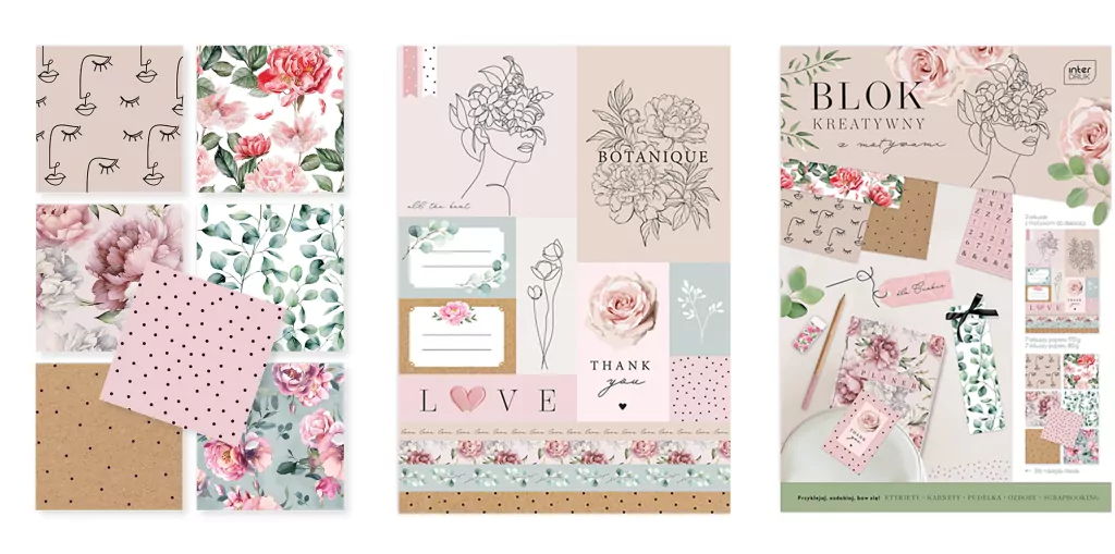 Blok kreatywny z naklejkami A4/14K 80/170G. Garden - tantis.pl