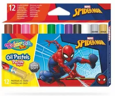 Pastele olejne Colorino Kids trójkątne 12 kolorów Spiderman - tantis.pl