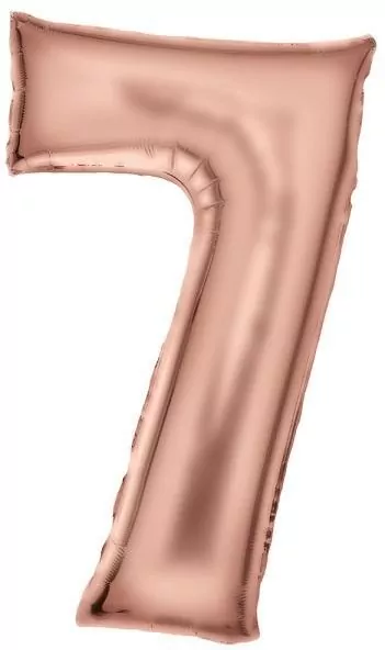 Balon foliowy cyfra 7 satynowa różowe złoto 86cm - tantis.pl