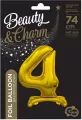 Balon foliowy B&C Cyfra stojąca 4 złota 74cm - tantis.pl