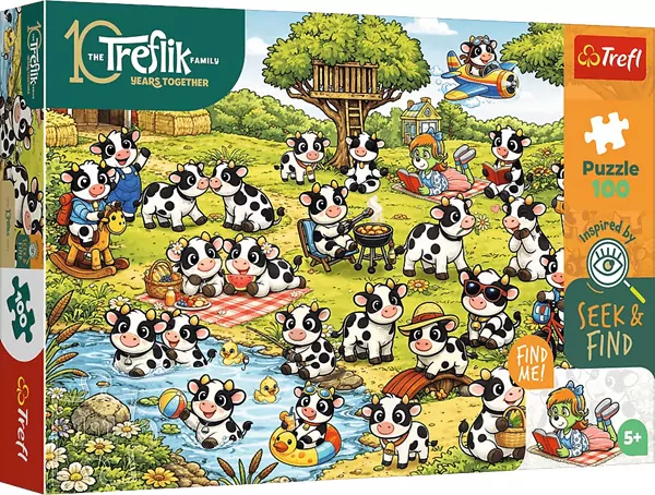 Puzzle 100 Trefliki - Świat krówek TREFL - tantis.pl