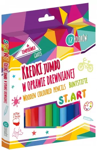 Kredki Jumbo St.Art. 12 kolorów + temperówka - tantis.pl