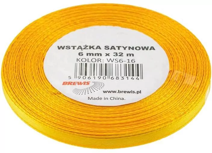 Wstążka satynowa żółta 6mmx32m - tantis.pl