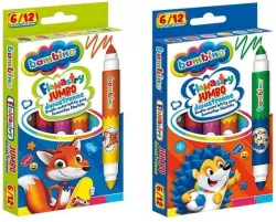 Flamastry Jumbo dwustronne. Bambino. 6 szt. 12 kolorów