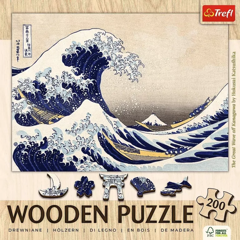Trefl. Puzzle drewniane 200. Wielka Fala w Kanagawie - tantis.pl