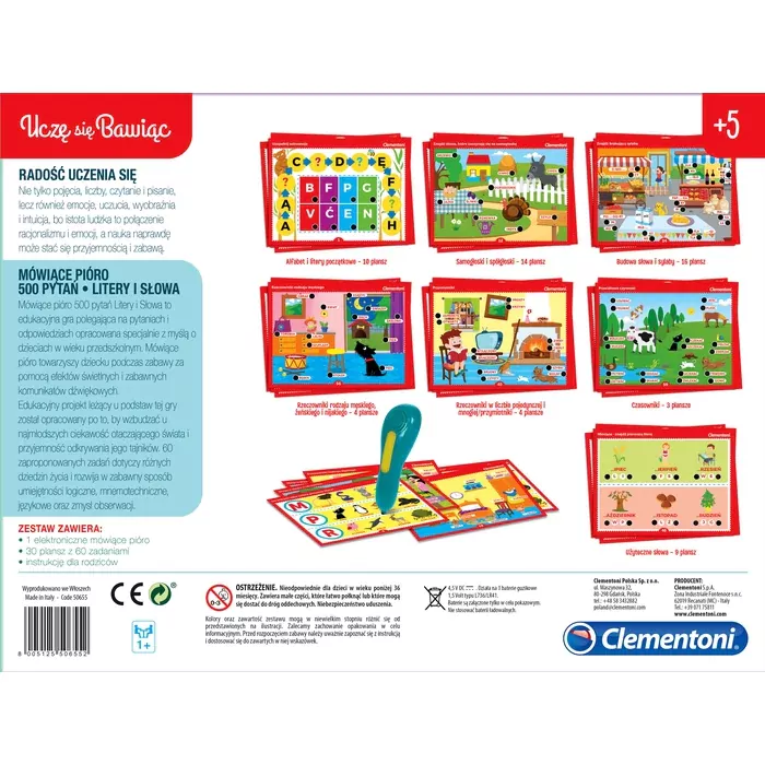 Clementoni. Mówiące Pióro 500 pytań. Litery i Słowa - tantis.pl