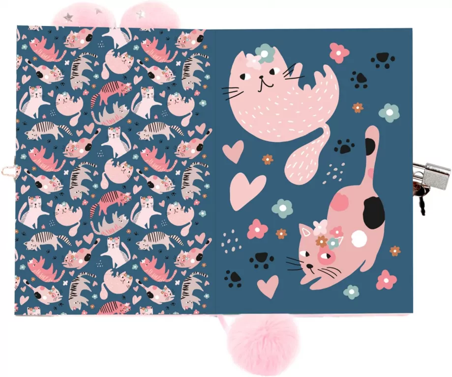 Pamiętnik pluszowy z kłódką Kotek DERFORM - tantis.pl