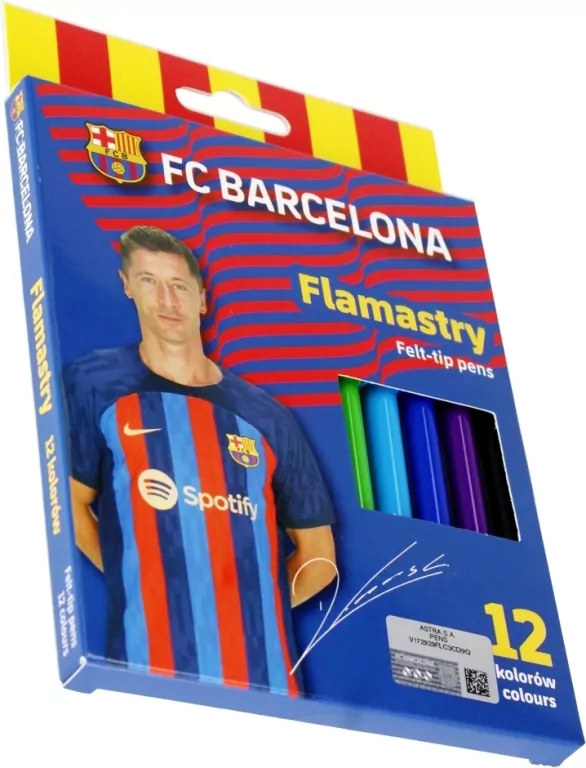 Flamastry okrągłe FC Barcelona 12 kolorów ASTRA - tantis.pl
