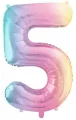 Balon foliowy cyfra 5 86cm pastel tęczowy - tantis.pl