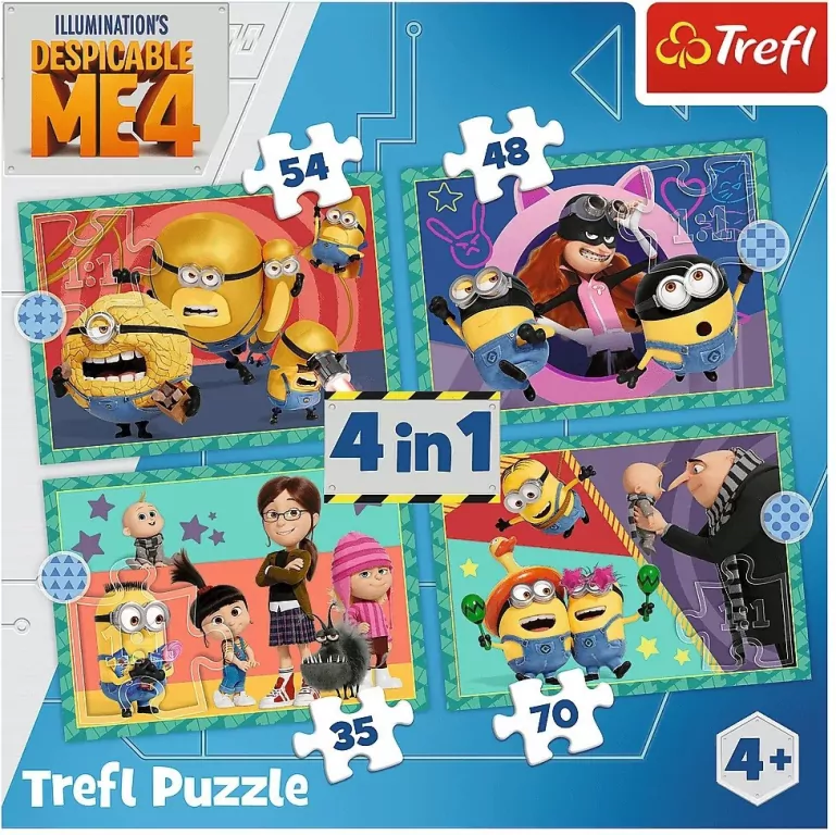 Puzzle 4w1 Zwariowane Minionki TREFL - tantis.pl