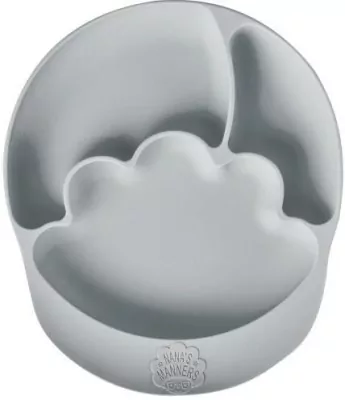 Nana's Manners Talerz silikonowy z przyssawką szary