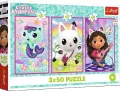 Puzzle 3x50 Poznajcie Gabby i kotki TREFL - tantis.pl