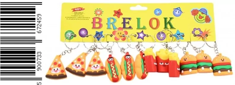 BRELOK GUM FAST FOOD 5CM MIX KOL OPPBH - tantis.pl