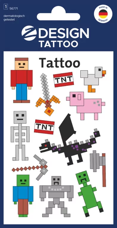 Tatuaże dla dzieci. Piksele - tantis.pl