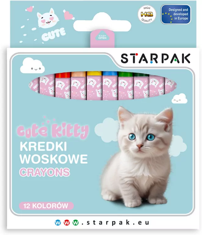 Kredki woskowe 12 kolorów Kitty - tantis.pl