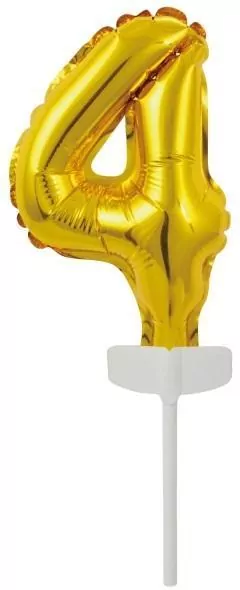 Balon foliowy mini cyfra 4 złota 8x12cm - tantis.pl