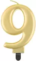 Świeczka cyferka 9 Beauty&Charm metalik złota 8cm - tantis.pl