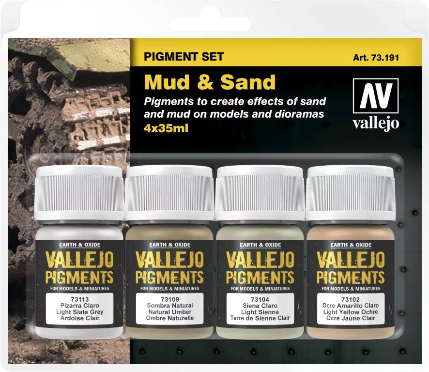 Vallejo: 73.191 - Pigment Set - Mud & Sand (4x35 ml) - tantis.pl