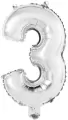 Balon foliowy mini cyfra 3 srebrna 25x40cm - tantis.pl