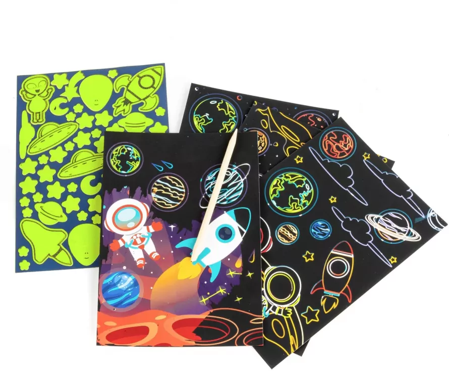 Wydrapywanka z malowanką świecąca Kosmos KIDEA - tantis.pl