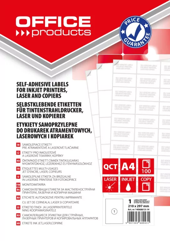 Etykiety Office Products 210x297mm białe 100 ark. - tantis.pl