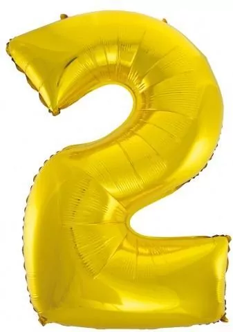 Balon foliowy. "Cyfra 2", złota, 92 cm - tantis.pl