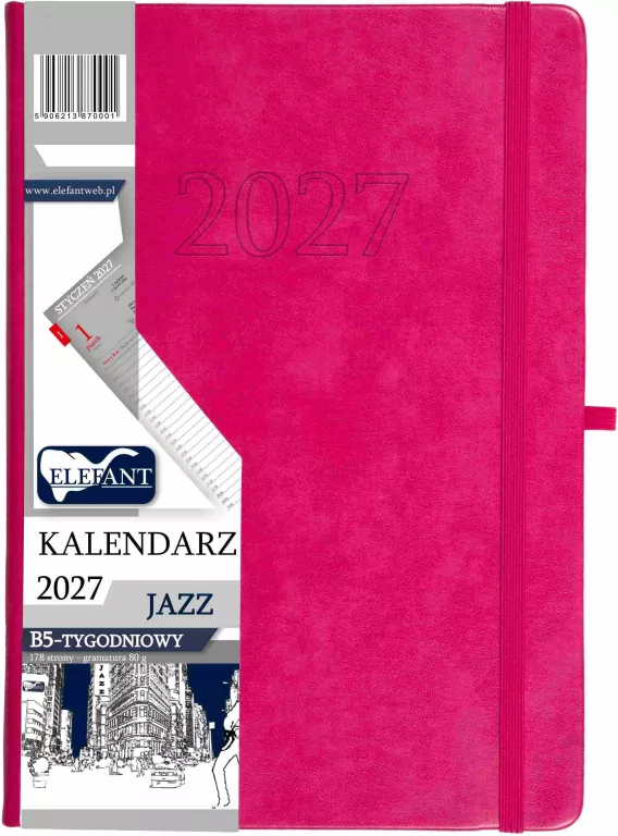 Kalendarz Jazz 2027 B5 tygodniowy różowy - tantis.pl