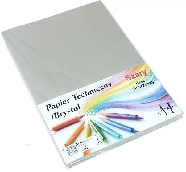 Papier techniczny brystol A4 szary 50 arkuszy - tantis.pl