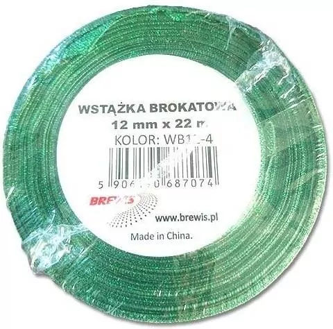Wstążka brokatowa zielona 12mmx22m - tantis.pl